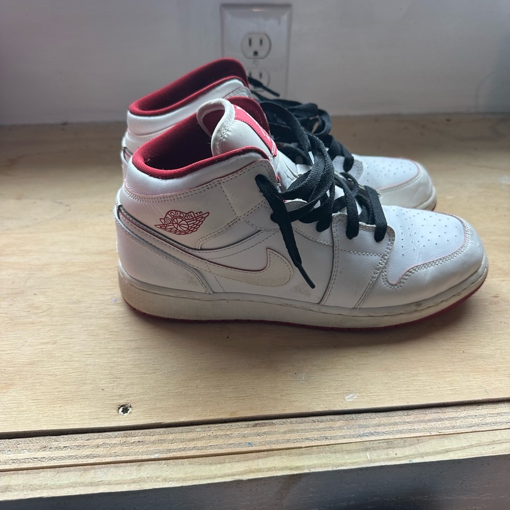 White and Red High-Top Sneakers